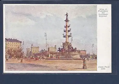 AK Wien, II Praterstern mit Tegetthoff-Denkmal 1920
