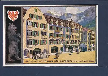 AK Gross Gasthof Grauer Bär Innsbruck Universitäts Strasse 1920