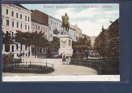 AK Rixdorf Hohenzollernplatz mit Kaiser Wilhelm Denkmal 1907