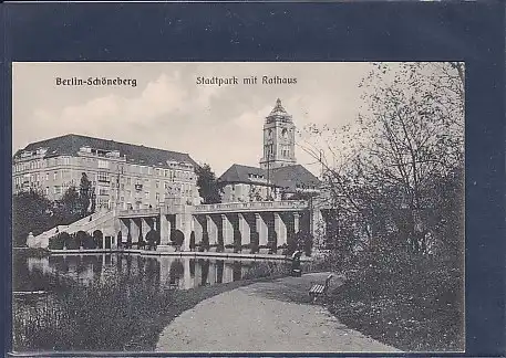 AK Berlin Schöneberg Stadtpark mit Rathaus 1920
