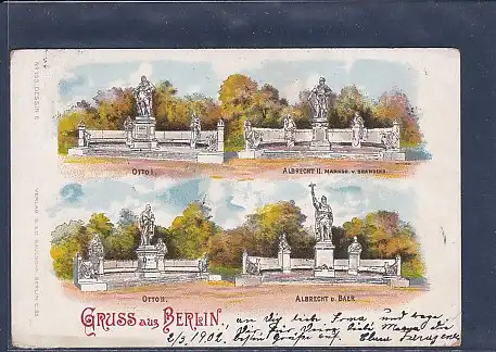 AK Litho Gruss aus Berlin 4.Ansichten Denkmäler 1902