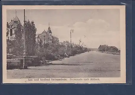 AK See- und Soolbad Swinemünde Promenade nach Ahlbeck 1920