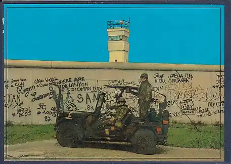 AK 1000 Berlin Die Mauer am Potsdamer Platz ( Militär Jeep) 1989