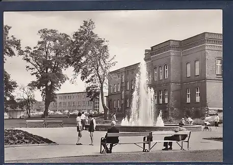 AK Oschersleben ( Bode) Springbrunnen in der Lindenstraße 1974