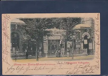 AK Gruss aus Berlin Gesundbrunnen Weimanns Volksgarten 1898