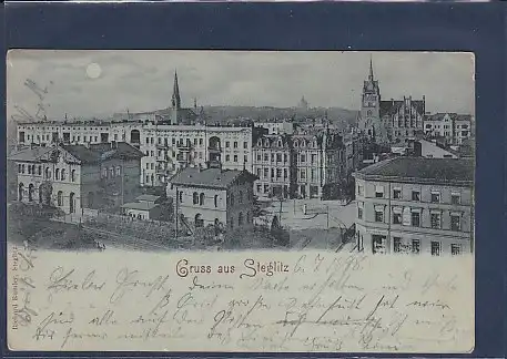 Mondschein AK Gruss aus Steglitz 1898