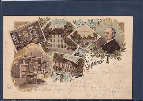 Litho AK Gruss aus Schönhausen 6.Ansichten Bismarck 1899