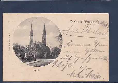 AK Gruss aus Pankow Kirche 1898