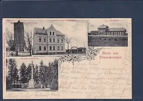 AK Gruss aus Treuenbrietzen 4.Ansichten Bahnhof 1901