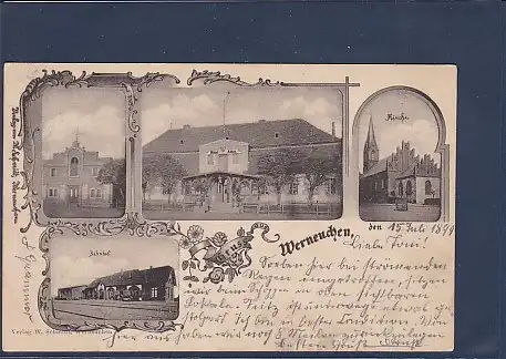 AK Gruss aus Werneuchen 4.Ansichten Bahnhof 1899