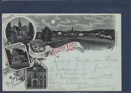Mondschein AK Gruss aus Kloster Lehnin 4.Ansichten 1898