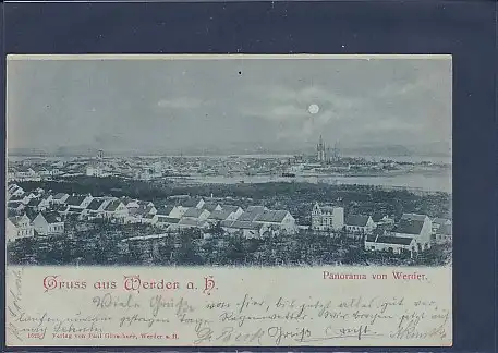 Mondschein AK Gruss aus Werder a.H. Panorama von Werder 1898