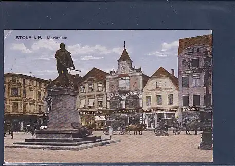 AK Stolp i.P. Marktplatz ( Geschäfte im Hintergrund) 1919