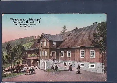 AK Weinhaus zur Schnappe Gießhübel b. Neustadt a.M. im Adlergebirge 1917