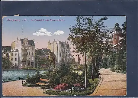 AK Königsberg i Pr. Schlossteich mit Bogenschütze 1903