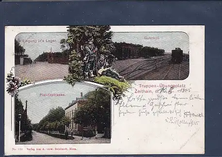 AK Truppen Übungsplatz Zeithain 3.Ansichten Bahnhof 1905