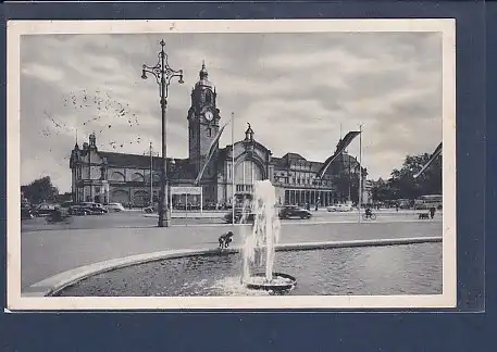 AK Weltkurstadt Wiesbaden Hauptbahnhof 1953
