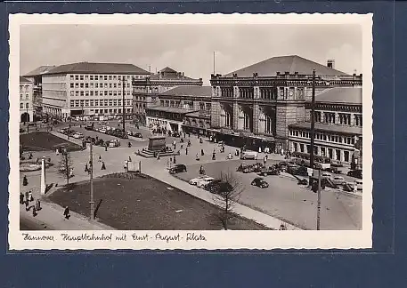 AK Hannover Hauptbahnhof mit Ernst August Platz 1950