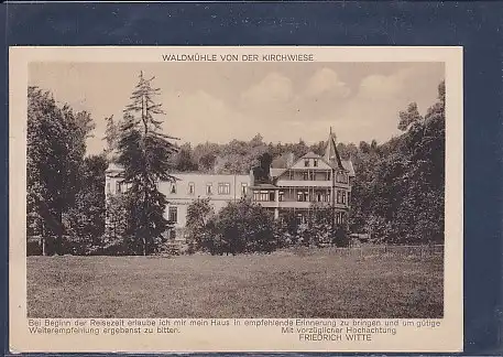 AK Waldmühle von der Kirchwiese Witte´s Hotel Pension 1926