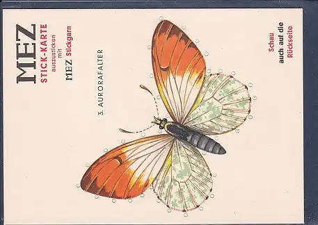 3. Aurorafalter MEZ Stick Karte auszusticken mit MEZ Stickgarn