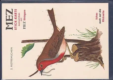 2. Rotkehlchen MEZ Stick-Karte auszusticken mit MEZ Stickgarn
