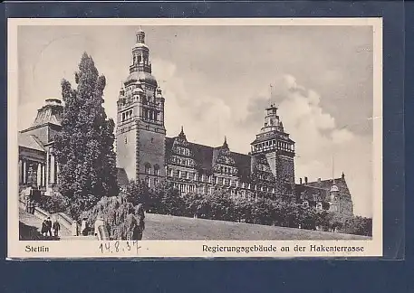 AK Stettin Regierungsgebäude an der Hakenterrasse 1937