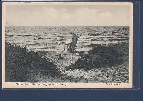 AK Ostseebad Henkenhagen b. Kolberg Am Strande 1929