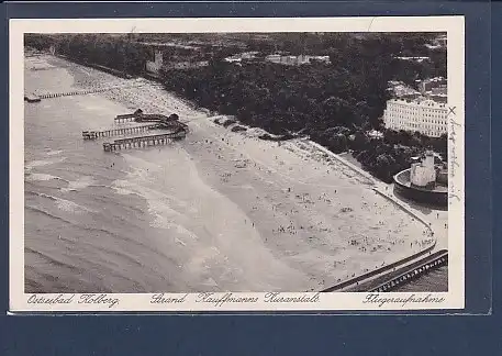 AK Ostseebad Kolberg Strand Kauffmanns Kuranstalt Fliegeraufnahme 1930