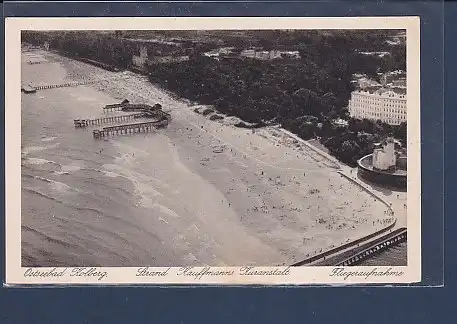 AK Ostseebad Kolberg Strand Kauffmanns Kuranstalt Fliegeraufnahme 1930
