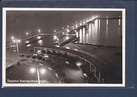 Photo AK Zoppoter Seesteg ( Beleuchtet) 1930