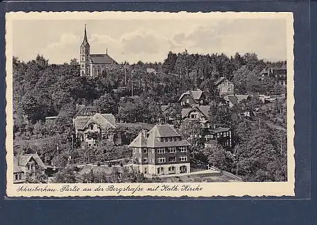 AK Schreiberhau Partie an der Bergstraße mit Kath. Kirche 1930