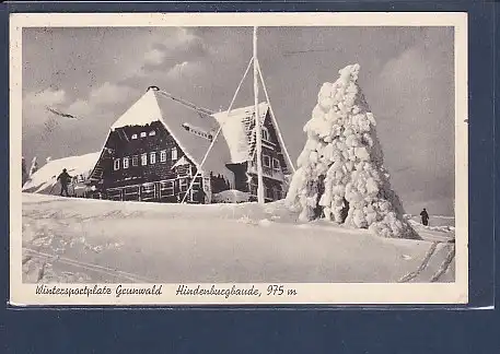 AK Wintersportplatz Grunwald Hindenburgbaude 1938