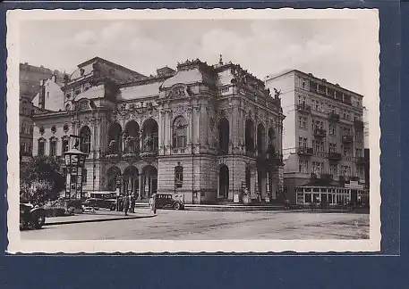 AK Weltbad Karlsbad Stadttheater mit Regina Palast Hotel 1942