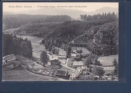 AK Sächs.-Böhm. Schweiz - Hinterdittersbach, Panorama vom Kirnitzschtal 1920