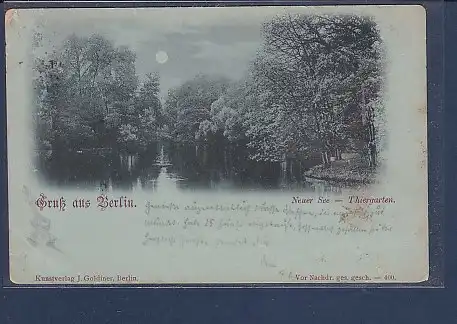 Mondschein AK Gruss aus Berlin Neuer See - Thiergarten 1897