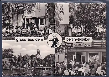 AK Gruss aus dem Berlin Tegelort Restaurant zum Igel 4.Ansichten 1967