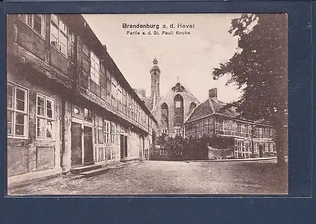 AK Brandenburg a.d. Havel Partie a.d. St. Pauli Kirche 1920