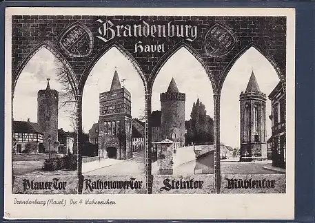 AK Brandenburg ( Havel) Die 4 Wahrzeichen Blauer Tor 1951