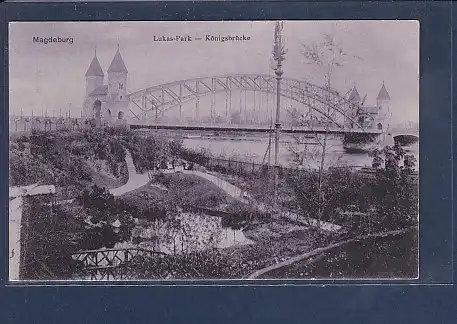 AK Magdeburg Lukas Park - Königsbrücke 1908