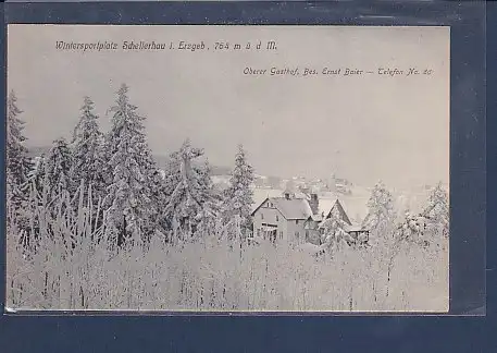 AK Wintersportplatz Schellerhau i. Erzgeb.  Oberer Gasthof 1920