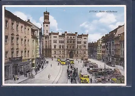 AK Zittau Markt mit Rathaus 1920
