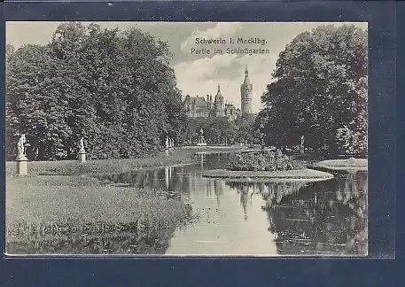 AK Schwerin i. Mecklbg. Partie im Schloßgarten 1915