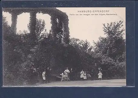 AK Hamburg Eppendorf Partie aus den Anlagen v.d. Allgem. Krankenhaus 1910