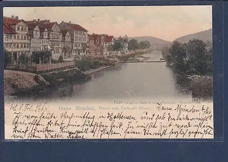 AK Hann. Münden Werra mit Vorstadt Blume 1912