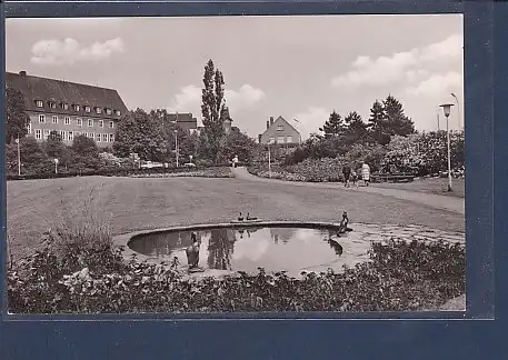 AK Herford Anlagen an der Schleife mit Entenbrunnen Landwirtschaftsschule 1960