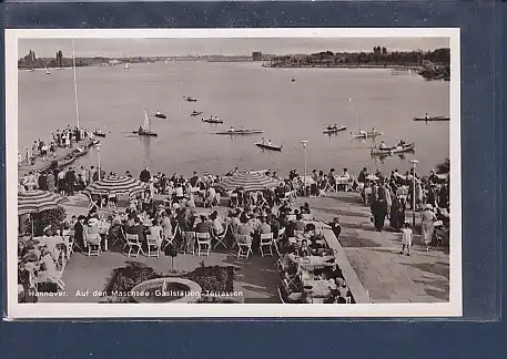 AK Hannover Auf den Maschsee Gaststätte Terrassen 1950