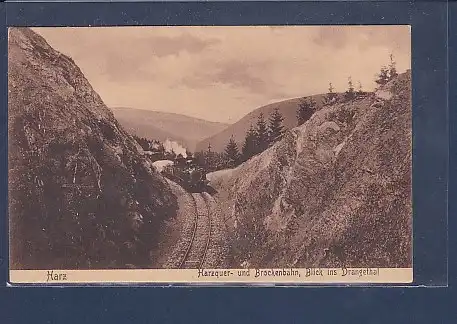 AK Harz Harzquer- und Brockenbahn Blick ins Drangethal 1920