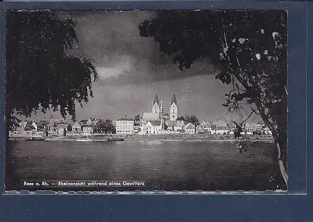 AK Rees a. Rh. Rheinansicht während eines Gewitters 1960