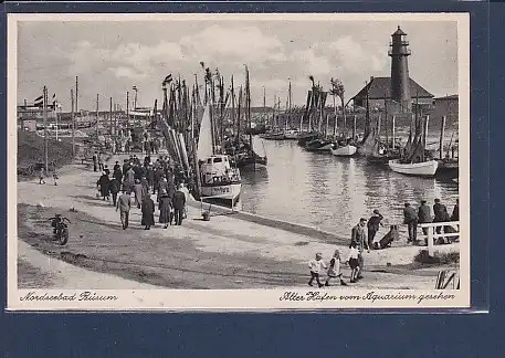 AK Nordseebad Büsum Alter Hafen vom Aquarium gesehen 1940