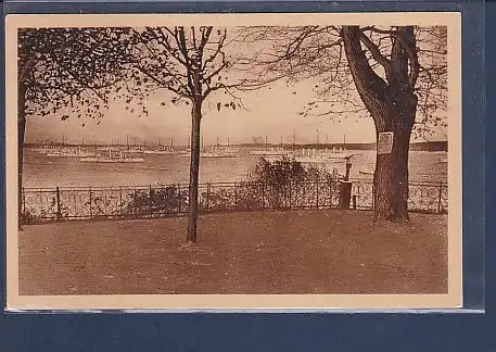 AK Kiel Blick vom Garten des Hotel Bellevue auf den Kriegshafen 1920